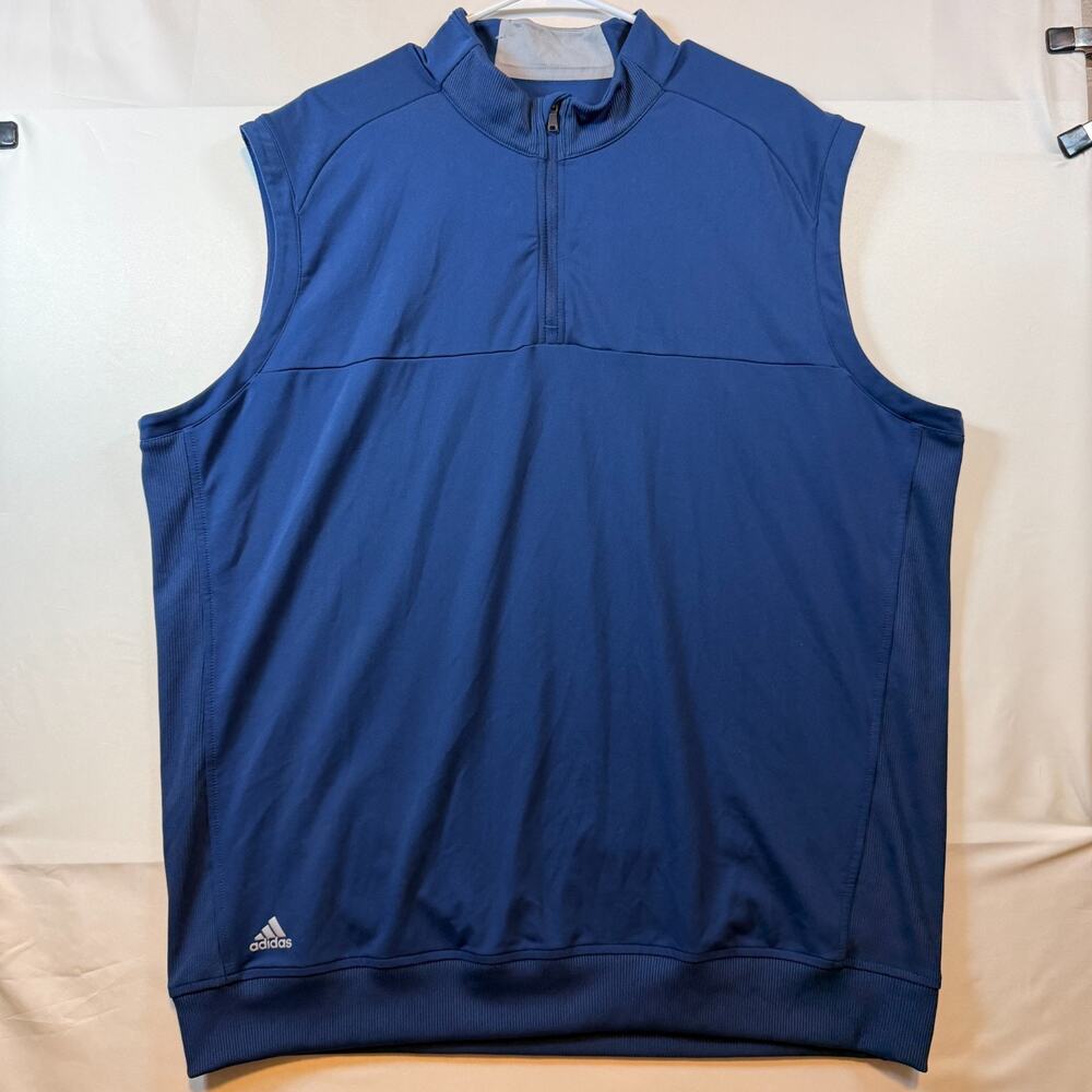 Adidas Golf Quarter Zip Sleeveless Pullover Vest Blue Mens Size XL